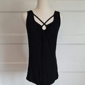 PattyBoutik Black Crisscross Tank Top